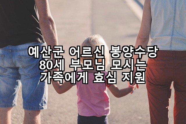 예산군 어르신 봉양수당 80세 부모님 모시는 가족에게 효심 지원